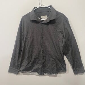 Bugatchi Mens 8-Way Stretch Button Down Shirt XL Grey Geometric Long Sleeve